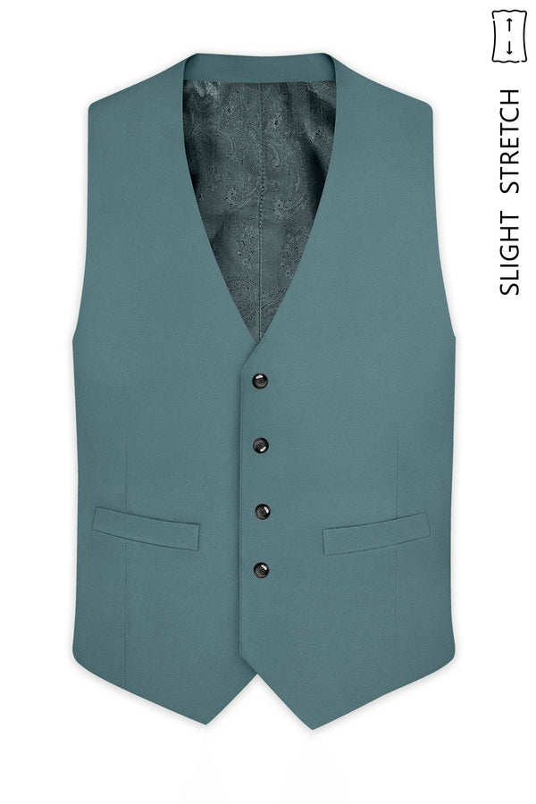 Emerald-Beetle Green Slight Stretch Subtle Sheen Poly-Viscose Waistcoat