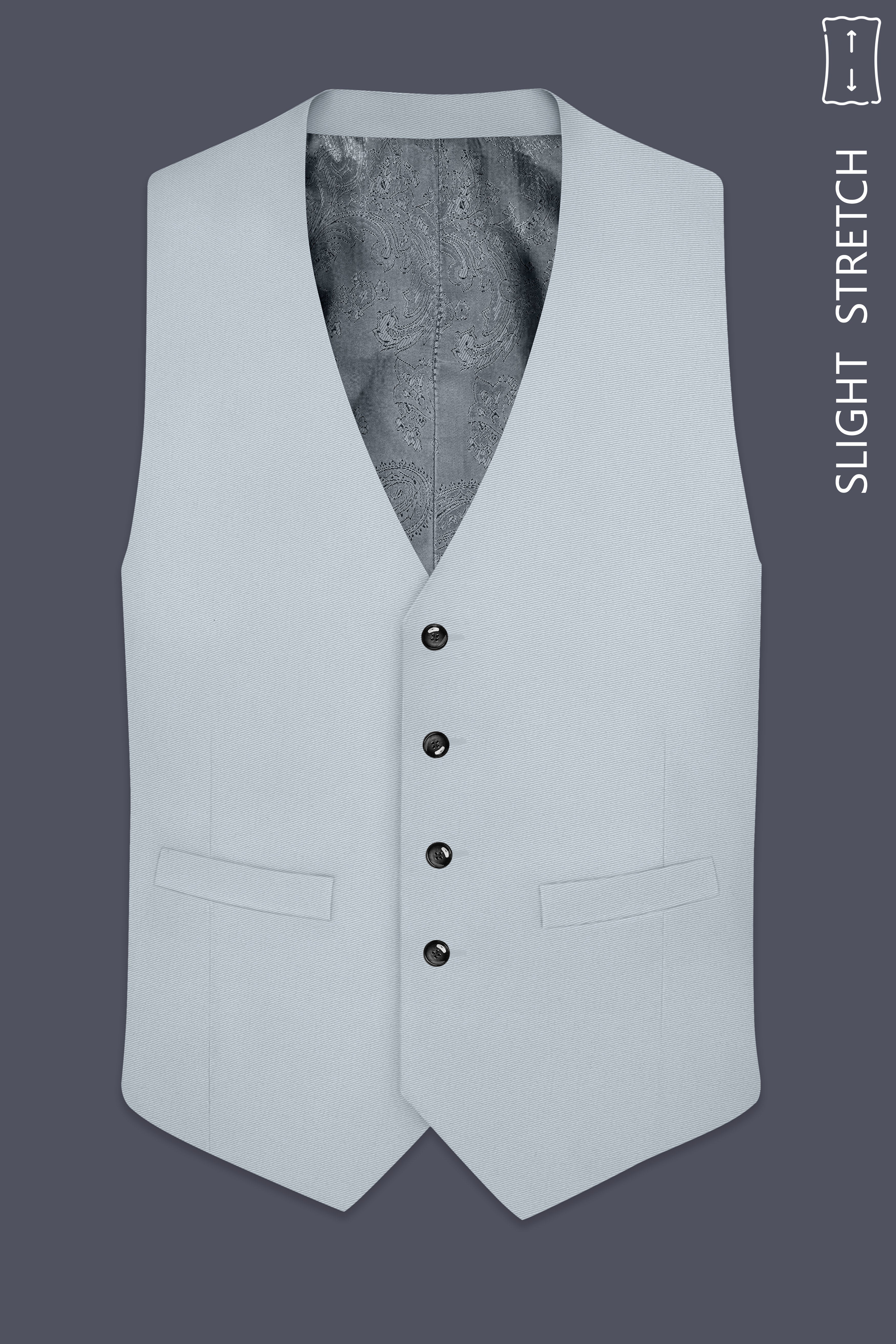 Dorian-Chalice Gray Slight Stretch Subtle Sheen Poly-Viscose Waistcoat