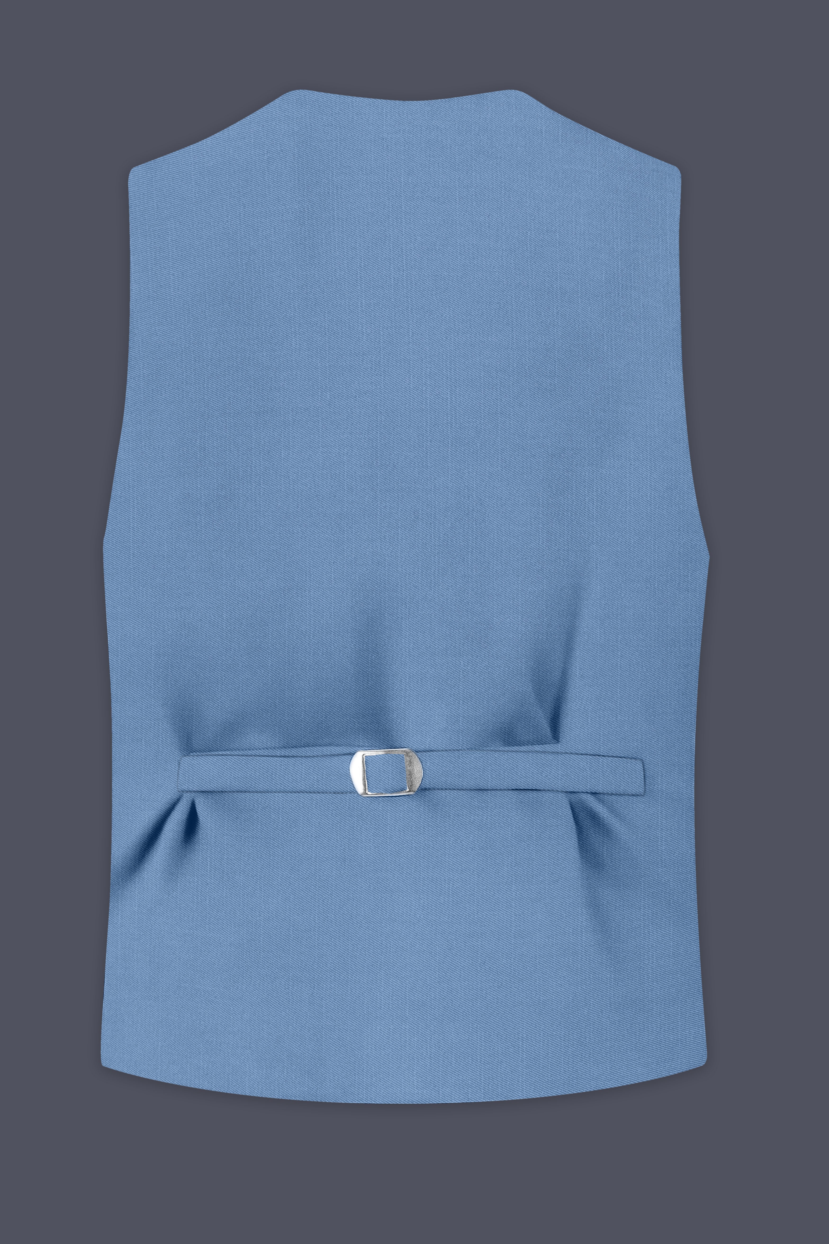 Azure-Glaucous Blue Wool Rich Slight Stretch Waistcoat