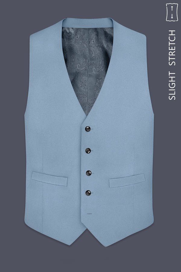 Velcian-Lynch Blue Slight Stretch Subtle Sheen Poly-Viscose Waistcoat