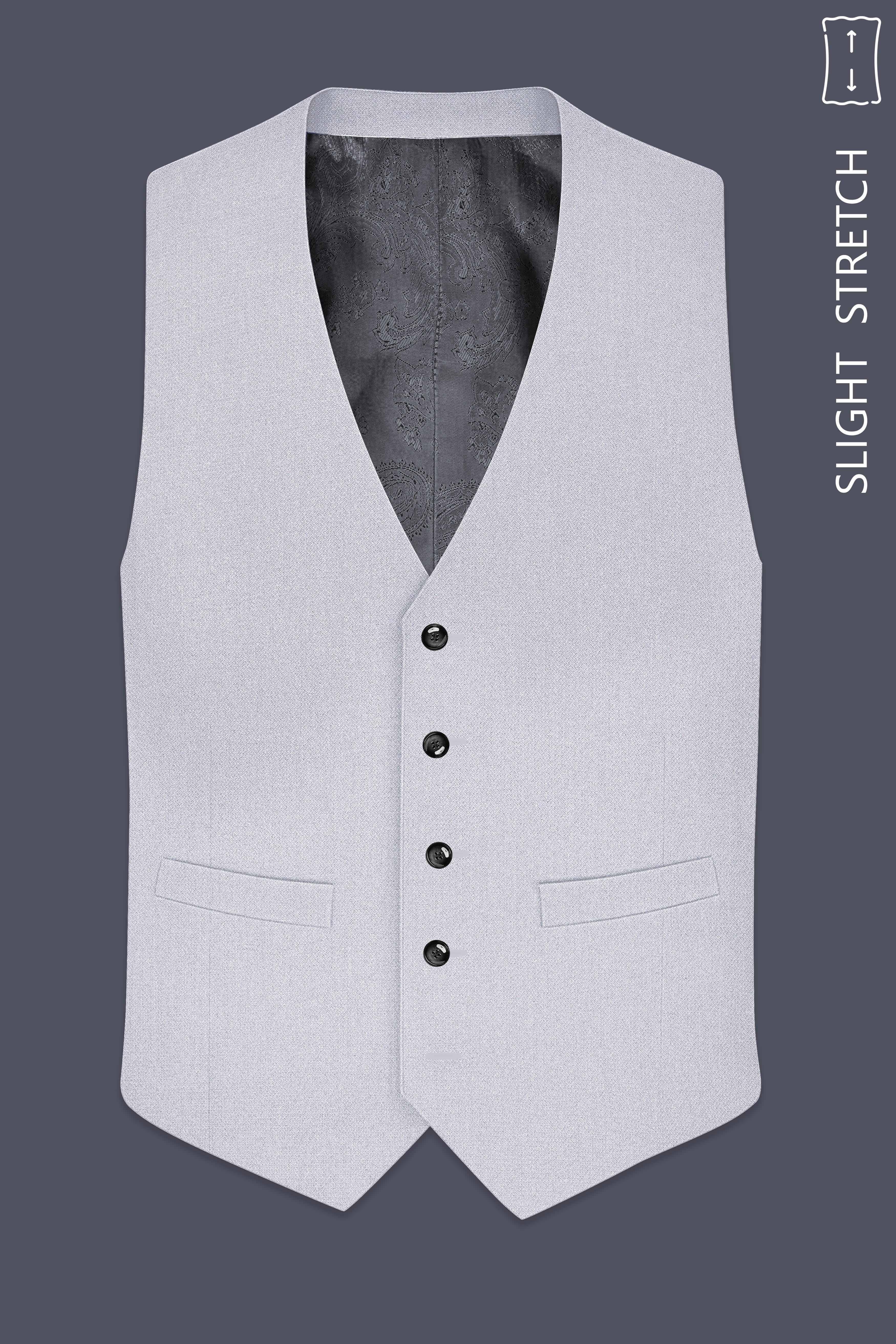 Prism-Chalice Gray Diamond Textured Wool Rich Slight Stretch Waistcoat