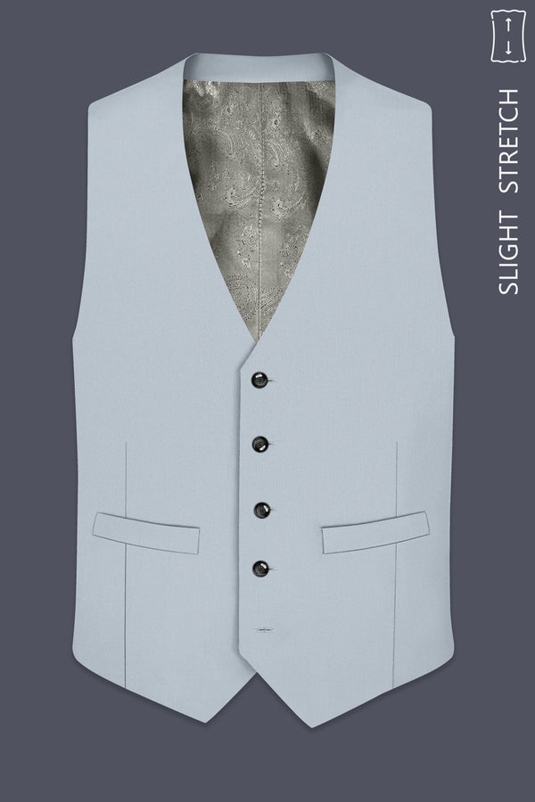 Prism-Chalice Gray Diamond Textured Wool Rich Slight Stretch Waistcoat