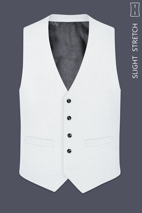 Sterling-Bright White Diamond Textured Wool Rich Slight Stretch Waistcoat