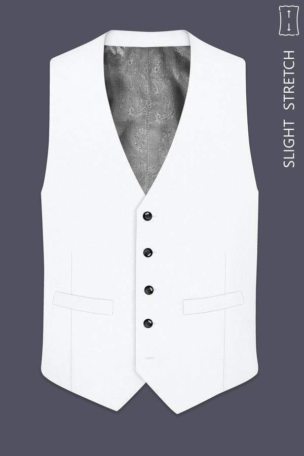 Sterling-Bright White Diamond Textured Wool Rich Slight Stretch Waistcoat