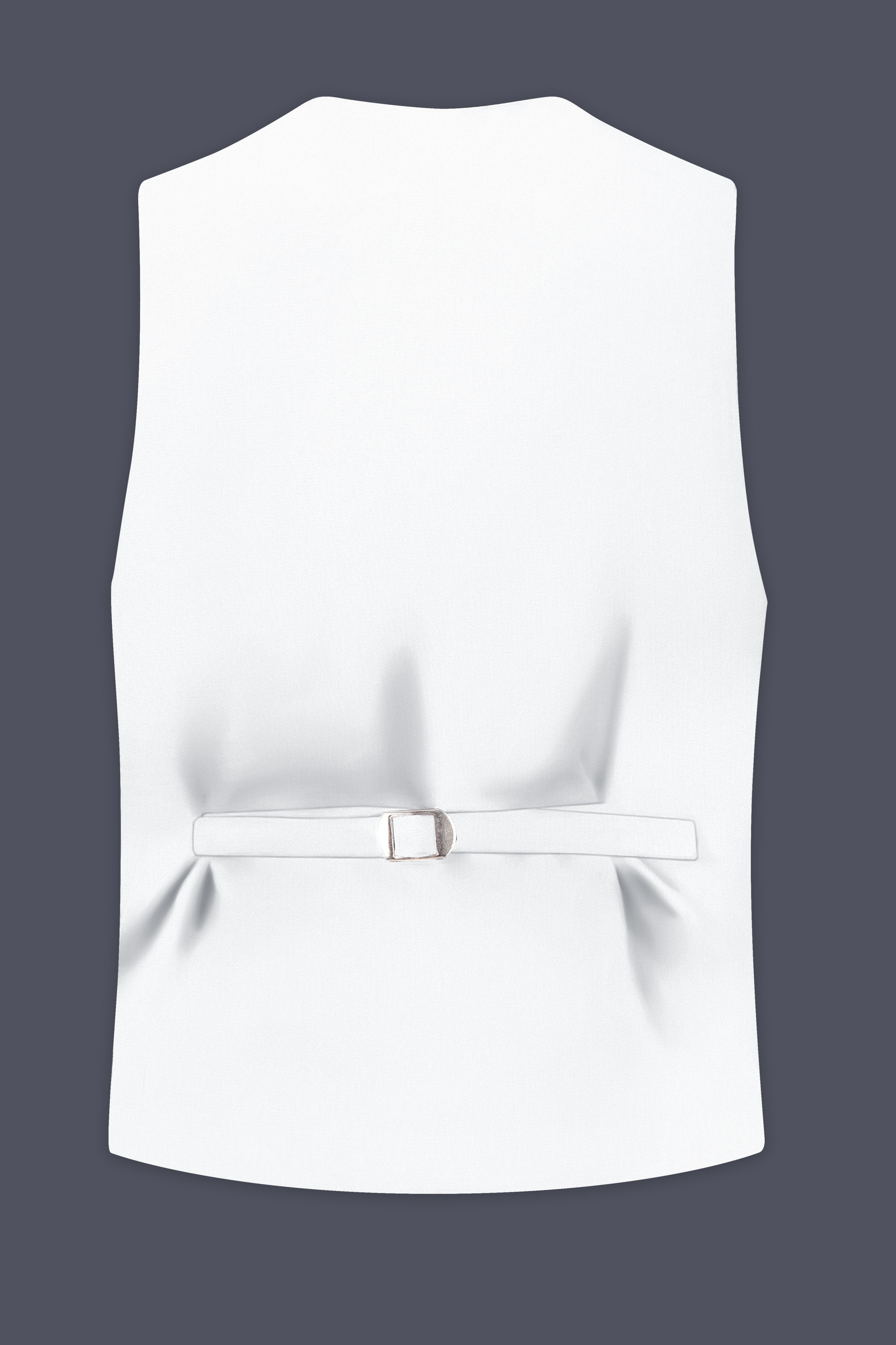 Sterling-Bright White Diamond Textured Wool Rich Slight Stretch Waistcoat