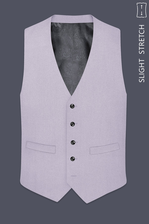 Mist-Spun Pearl Gray Diamond Textured Wool Rich Slight Stretch Waistcoat