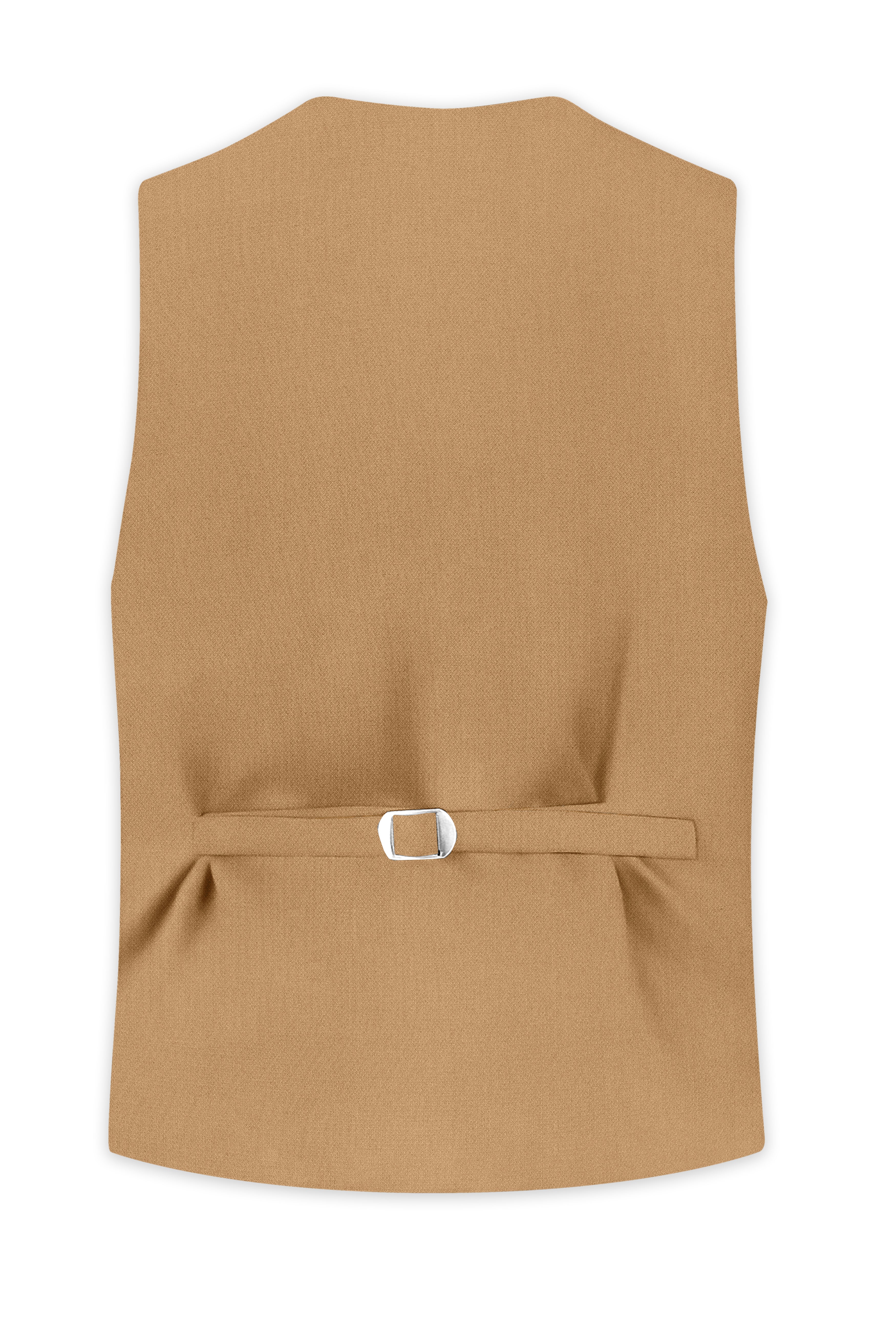 Sienna-Teak Brown Diamond Textured Wool Rich Slight Stretch Waistcoat