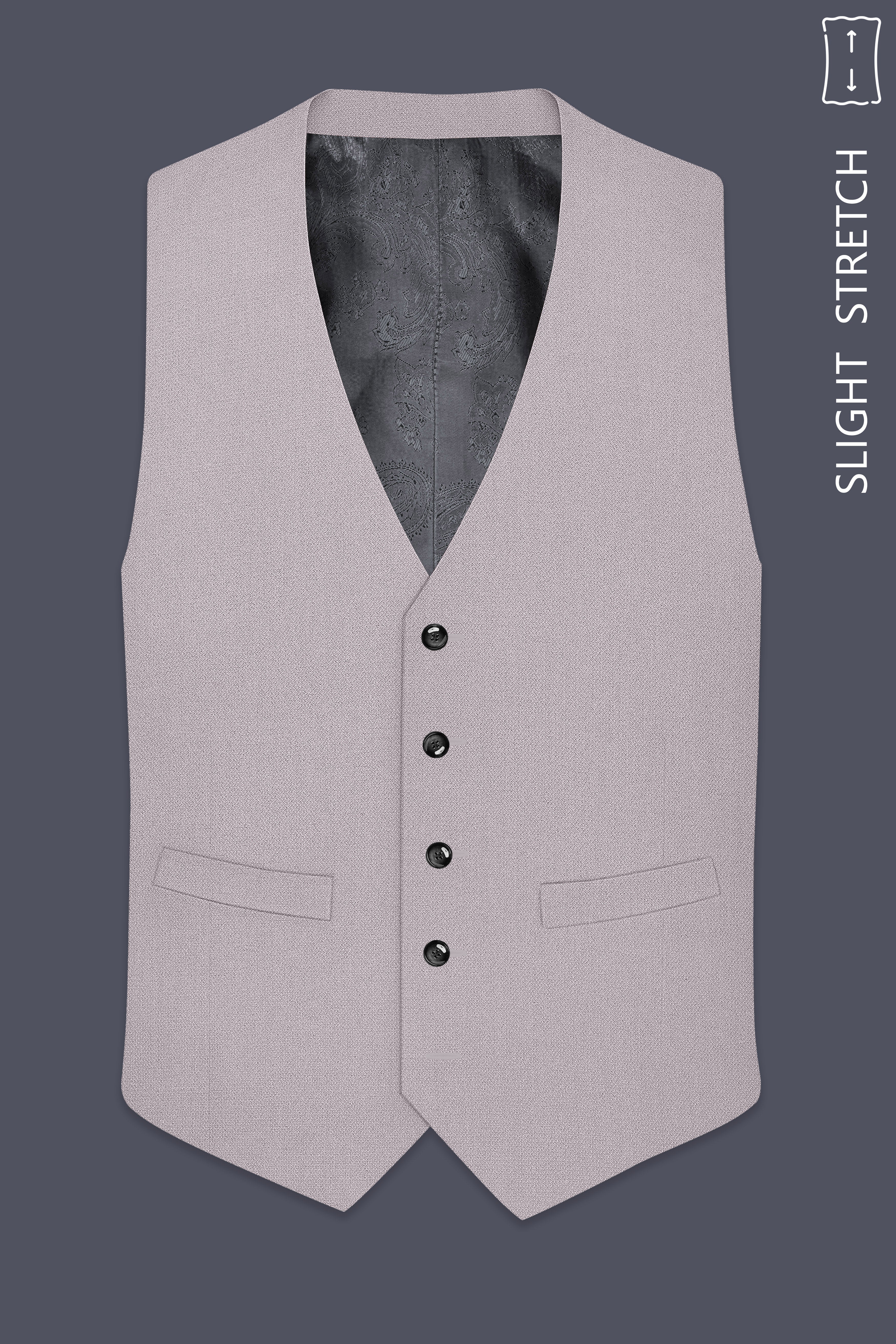 Regent-Noble Gray Diamond Textured Wool Rich Slight Stretch Waistcoat