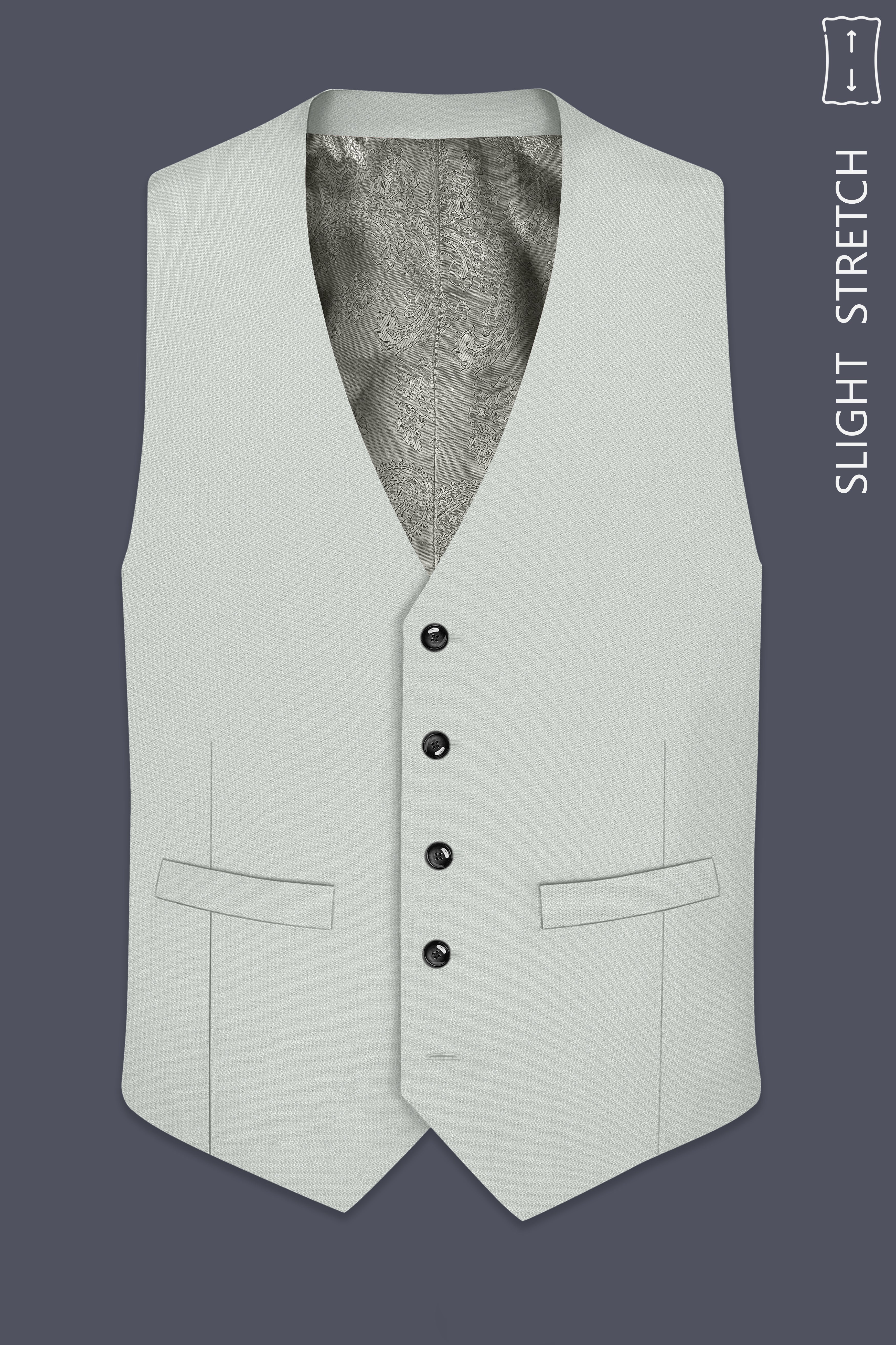 Regent-Noble Gray Diamond Textured Wool Rich Slight Stretch Waistcoat
