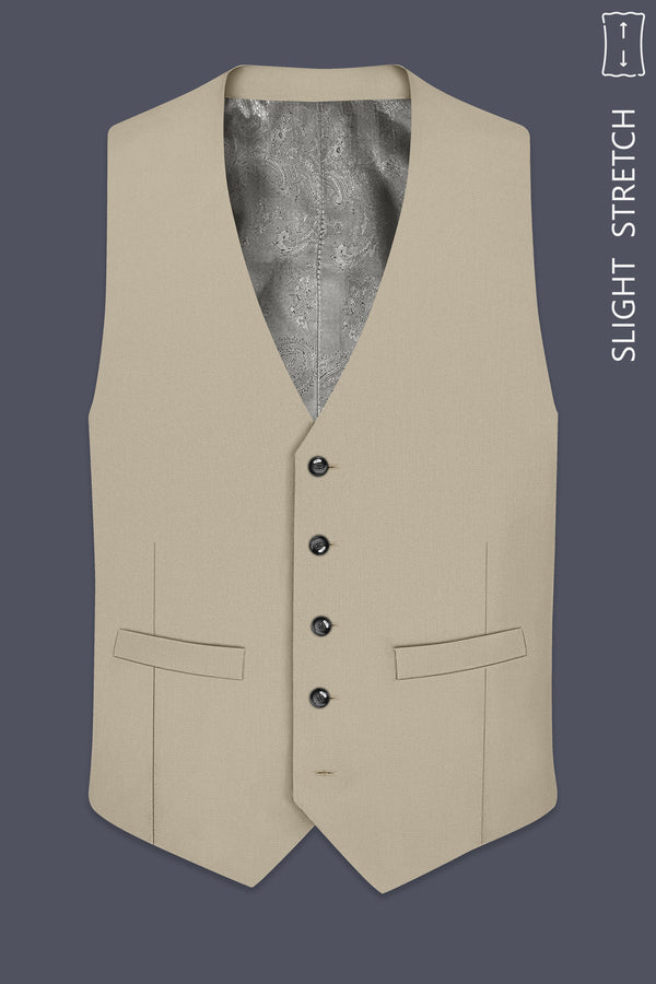 Vellum-Rodeo Cream Diamond Textured Wool Rich Slight Stretch Waistcoat