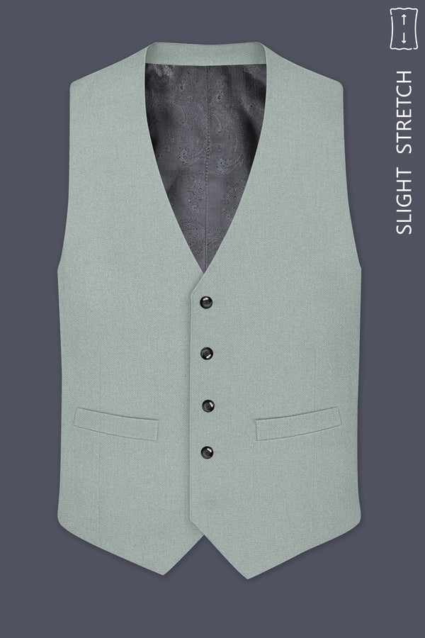 Sylvan-Cascade Green Diamond Textured Wool Rich Slight Stretch Waistcoat