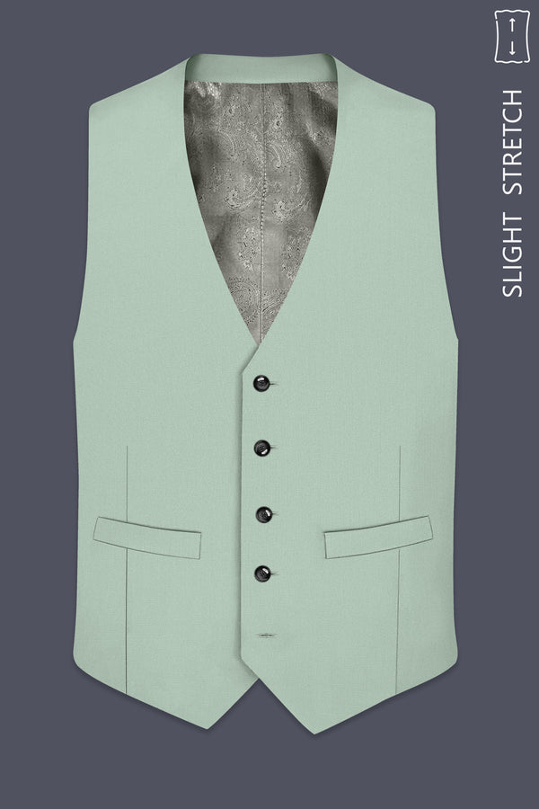 Sylvan-Cascade Green Diamond Textured Wool Rich Slight Stretch Waistcoat