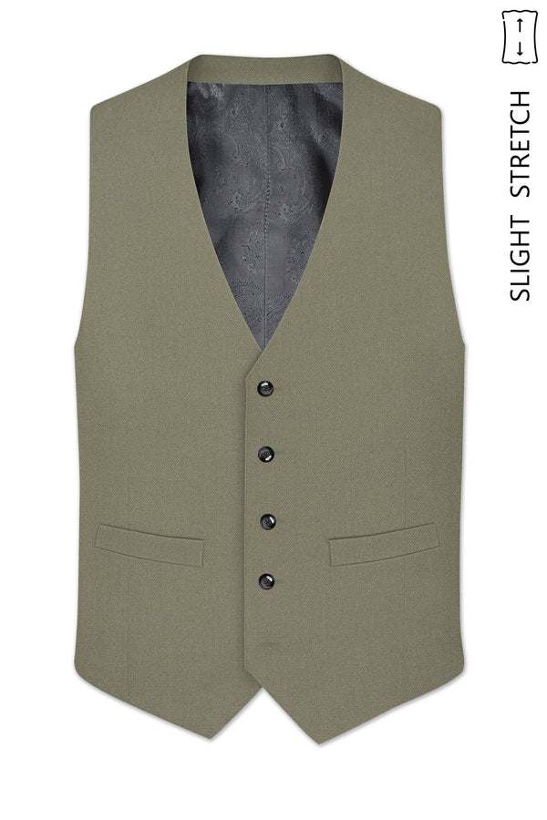 Verdo-Pablo Green Diamond Textured Wool Rich Slight Stretch Waistcoat