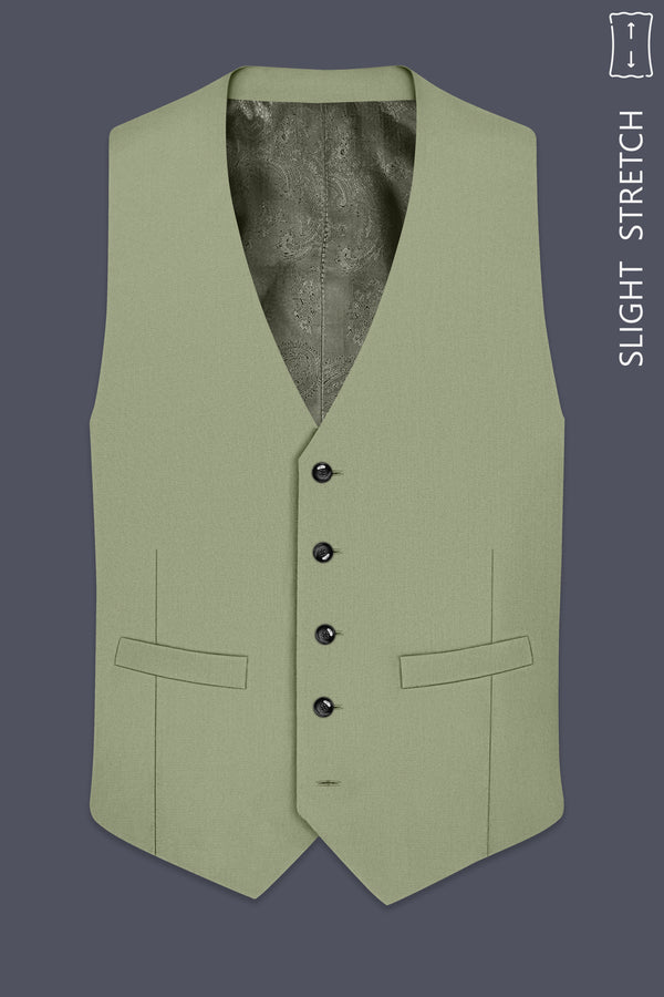 Verdo-Pablo Green Diamond Textured Wool Rich Slight Stretch Waistcoat