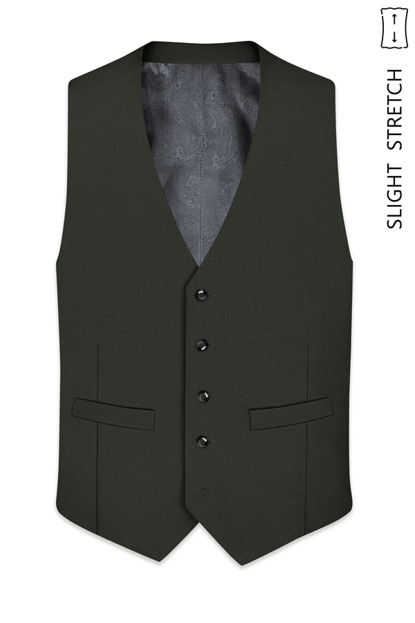 Velaro-Rangoon Green Diamond Textured Wool Rich Slight Stretch Waistcoat