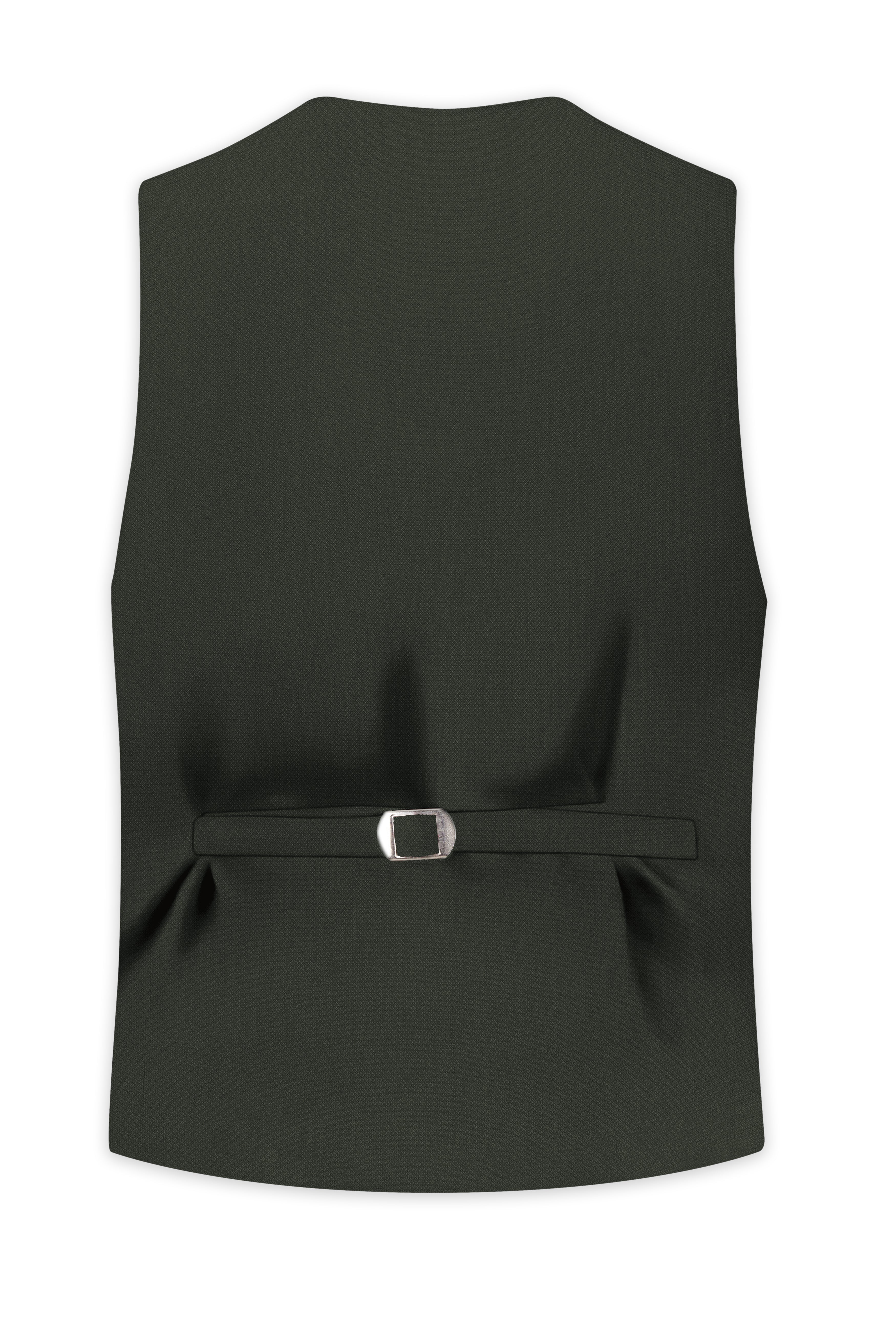 Velaro-Rangoon Green Diamond Textured Wool Rich Slight Stretch Waistcoat