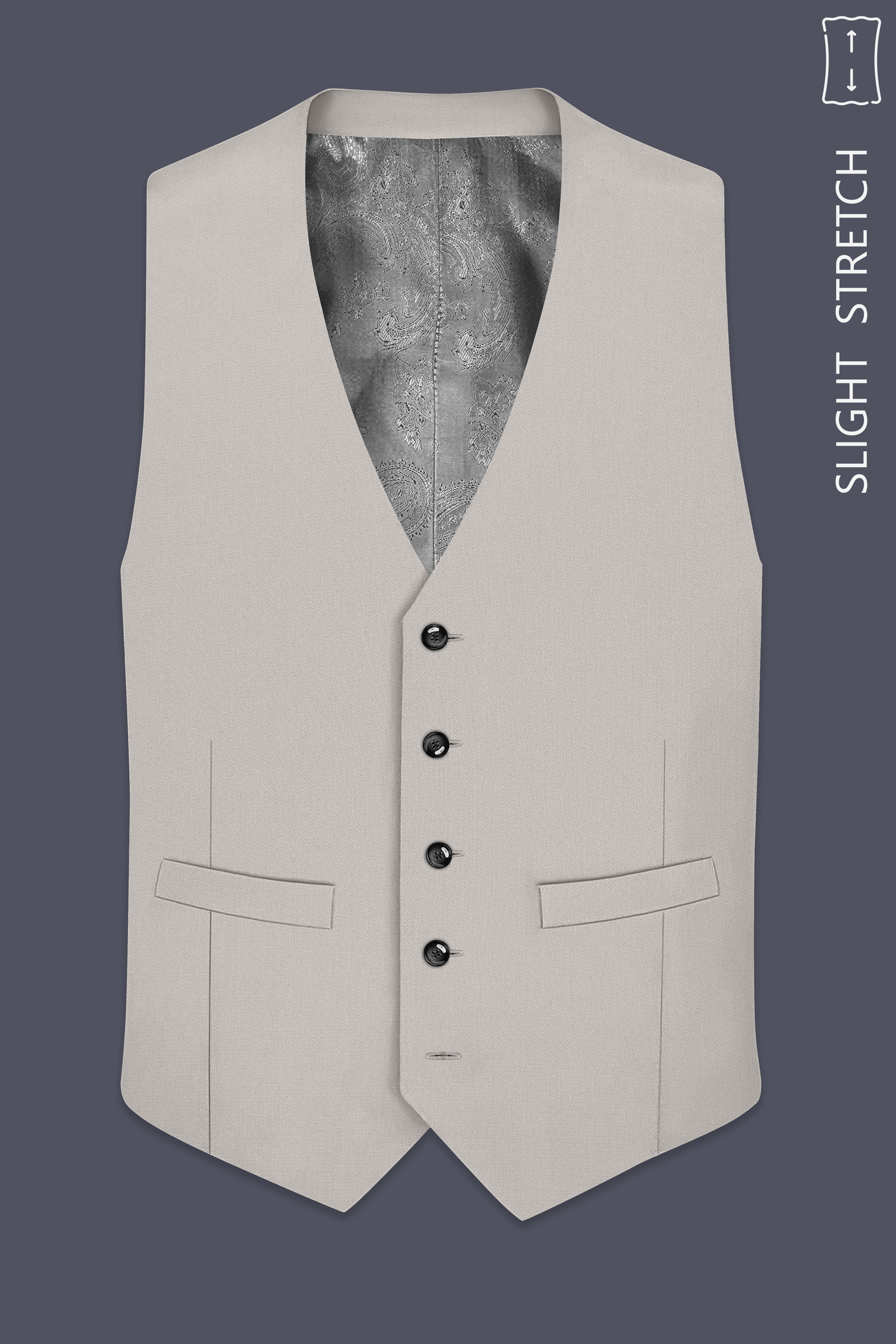 Helix-Fossil Gray Diamond Textured Wool Rich Slight Stretch Waistcoat