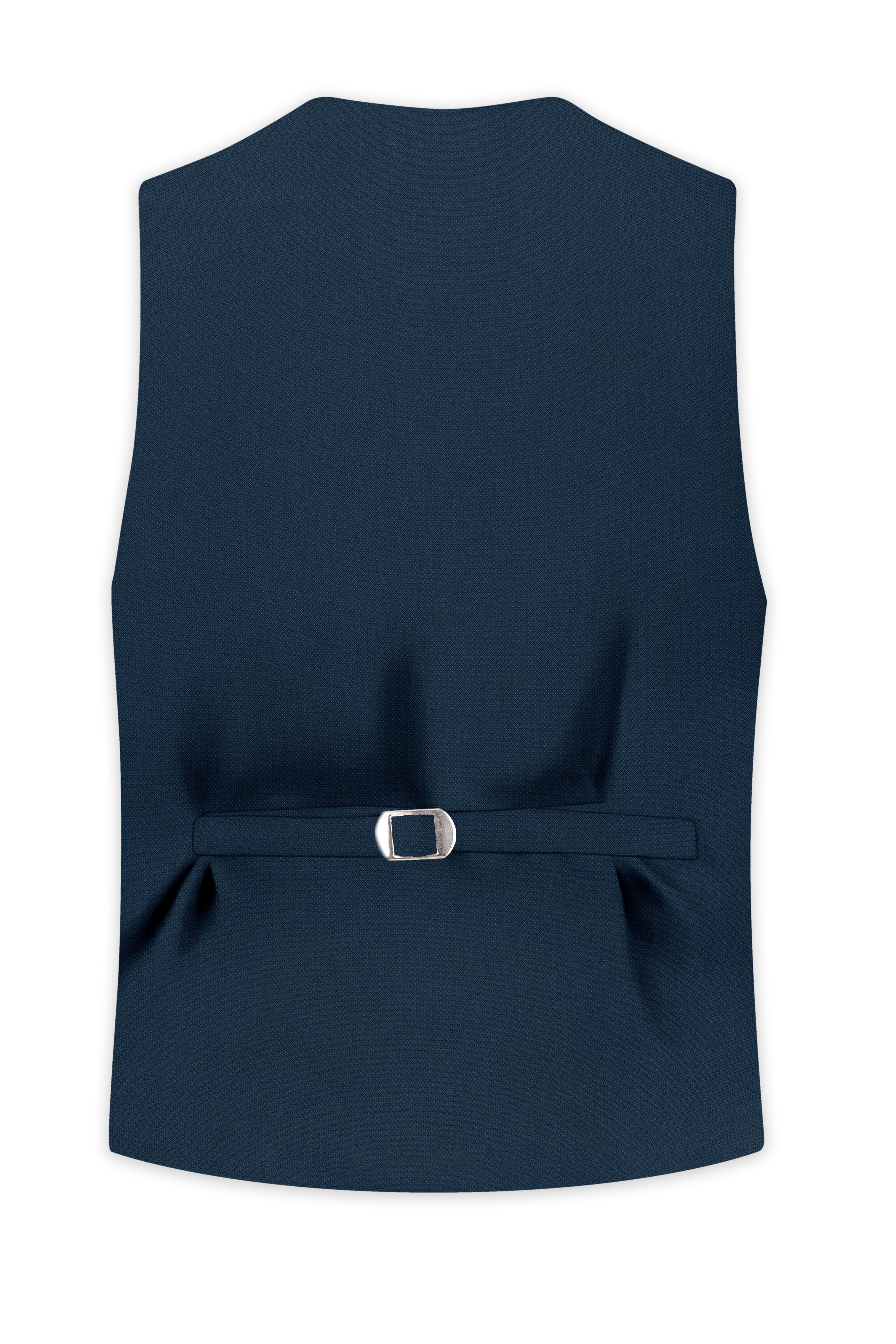Noctis-Cinder Blue Diamond Textured Wool Rich Slight Stretch Waistcoat