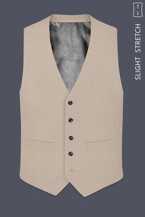 Sienna-Malta Cream Diamond Textured Wool Rich Slight Stretch Waistcoat
