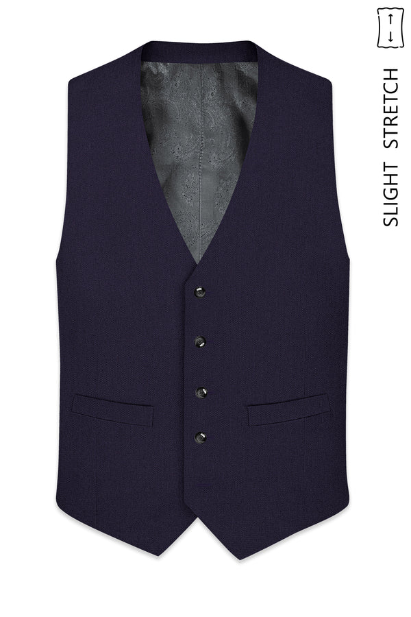 Vesper-Bastille Purple Diamond Textured Wool Rich Slight Stretch Waistcoat