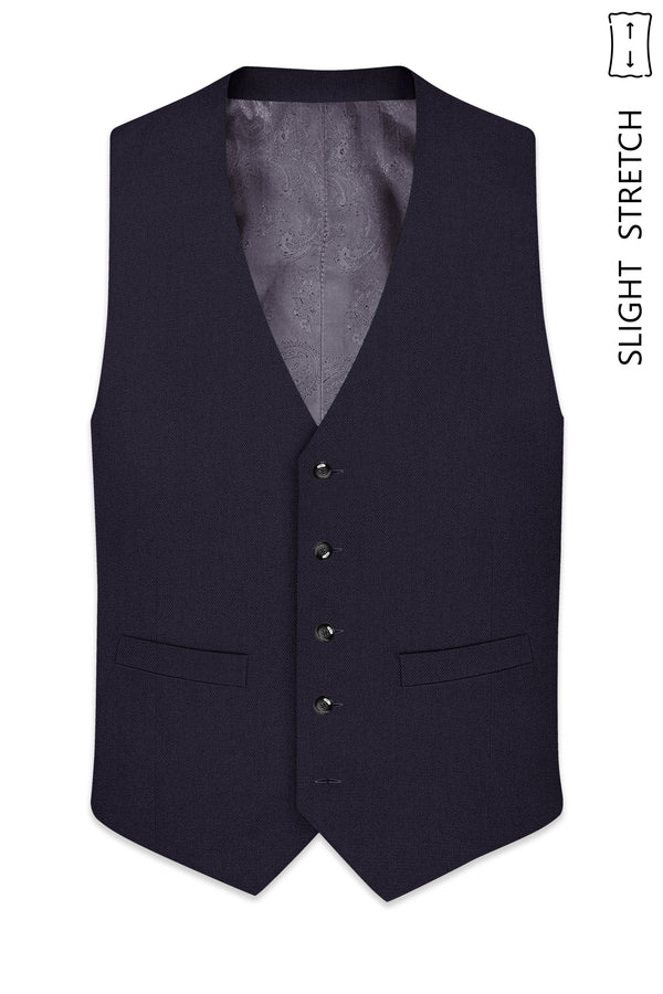 Vesper-Bastille Purple Diamond Textured Wool Rich Slight Stretch Waistcoat