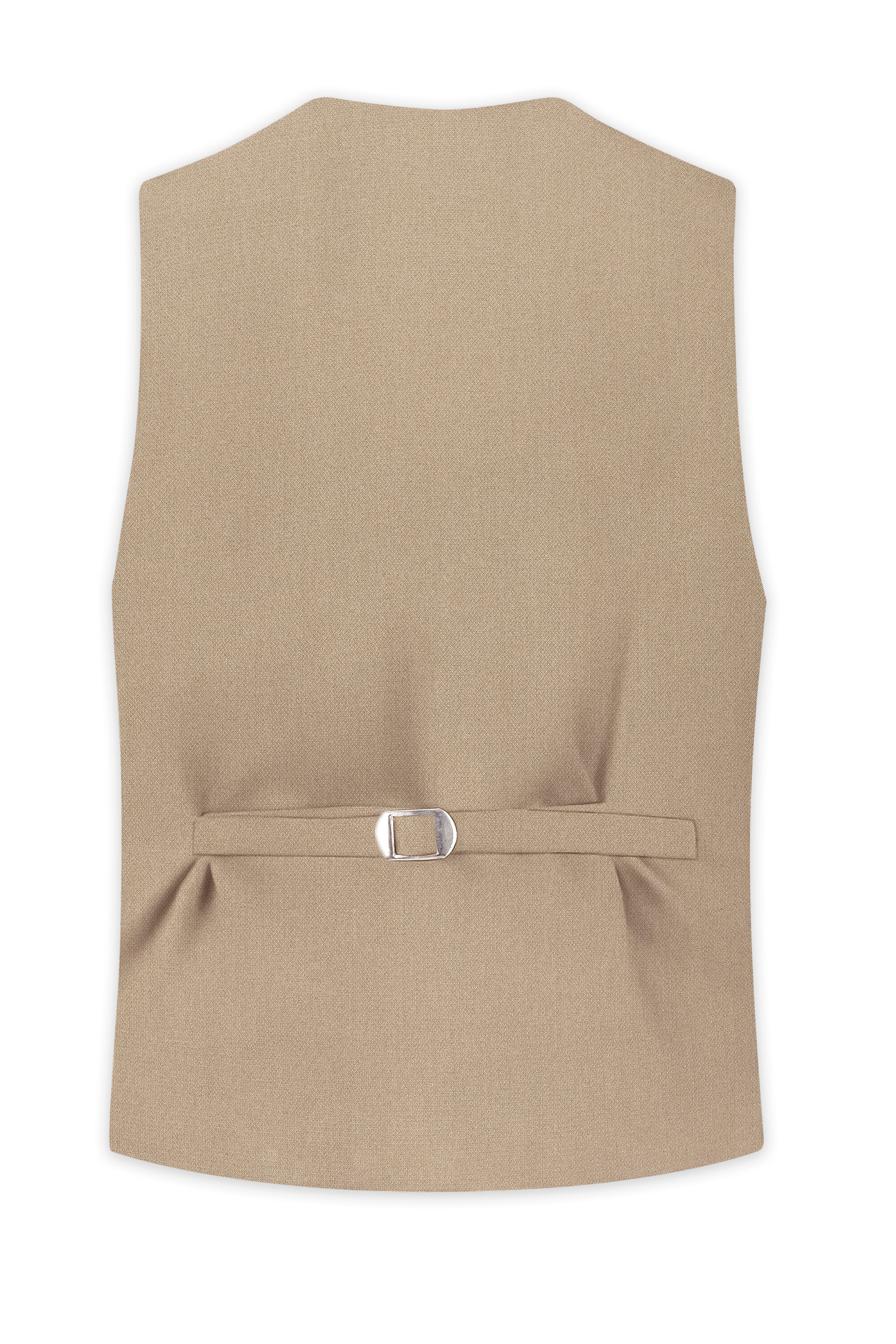 Sable-Mongoose Cream Diamond Textured Wool Rich Slight Stretch Waistcoat