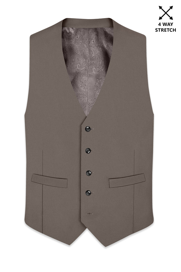 Monarch-Korean Flint Brown 4-Way Stretch Wrinkle-Free Wool Rich Waistcoat