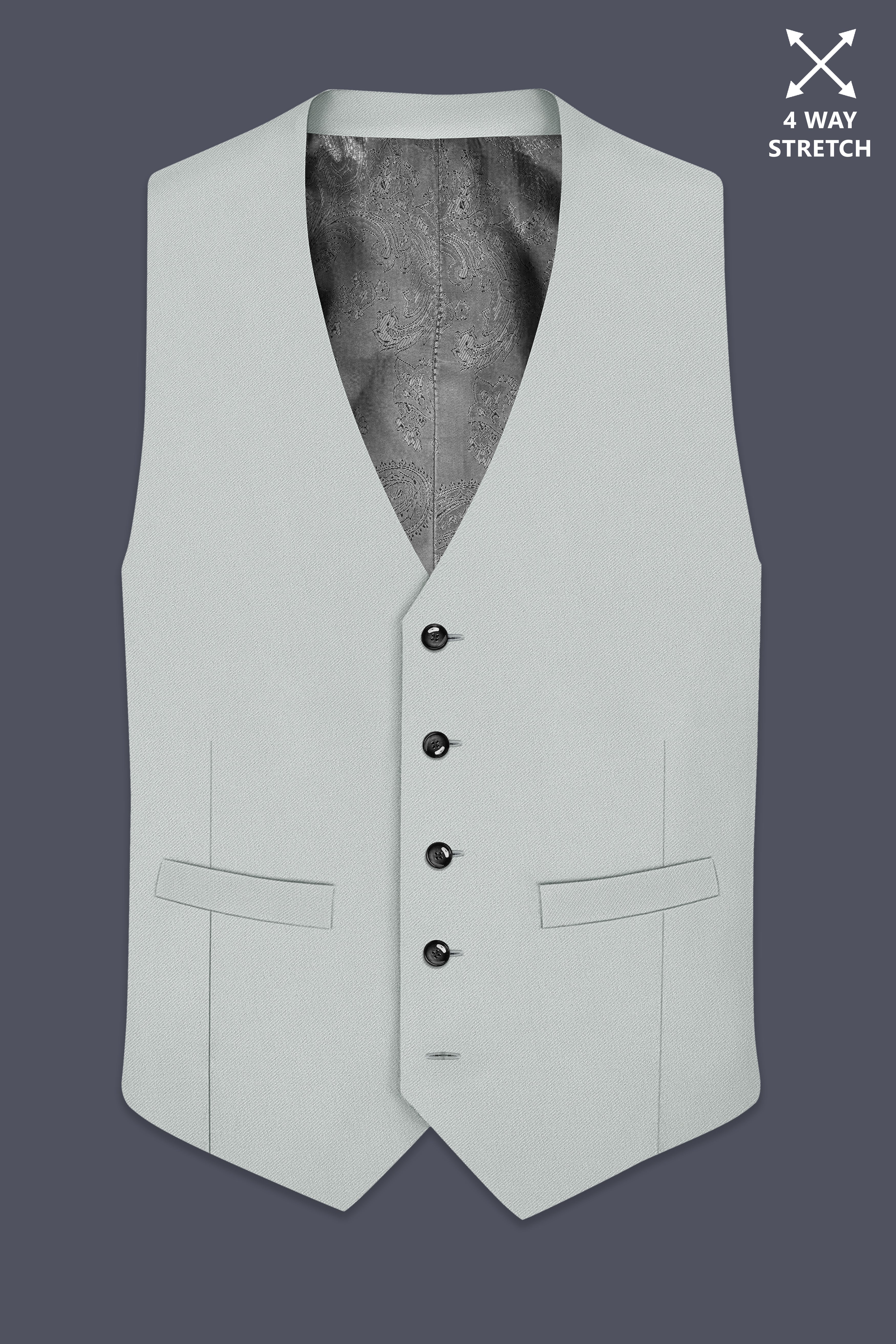 Prestige-Korean Mercury Green 4-Way Stretch Wrinkle-Free Wool Rich Waistcoat