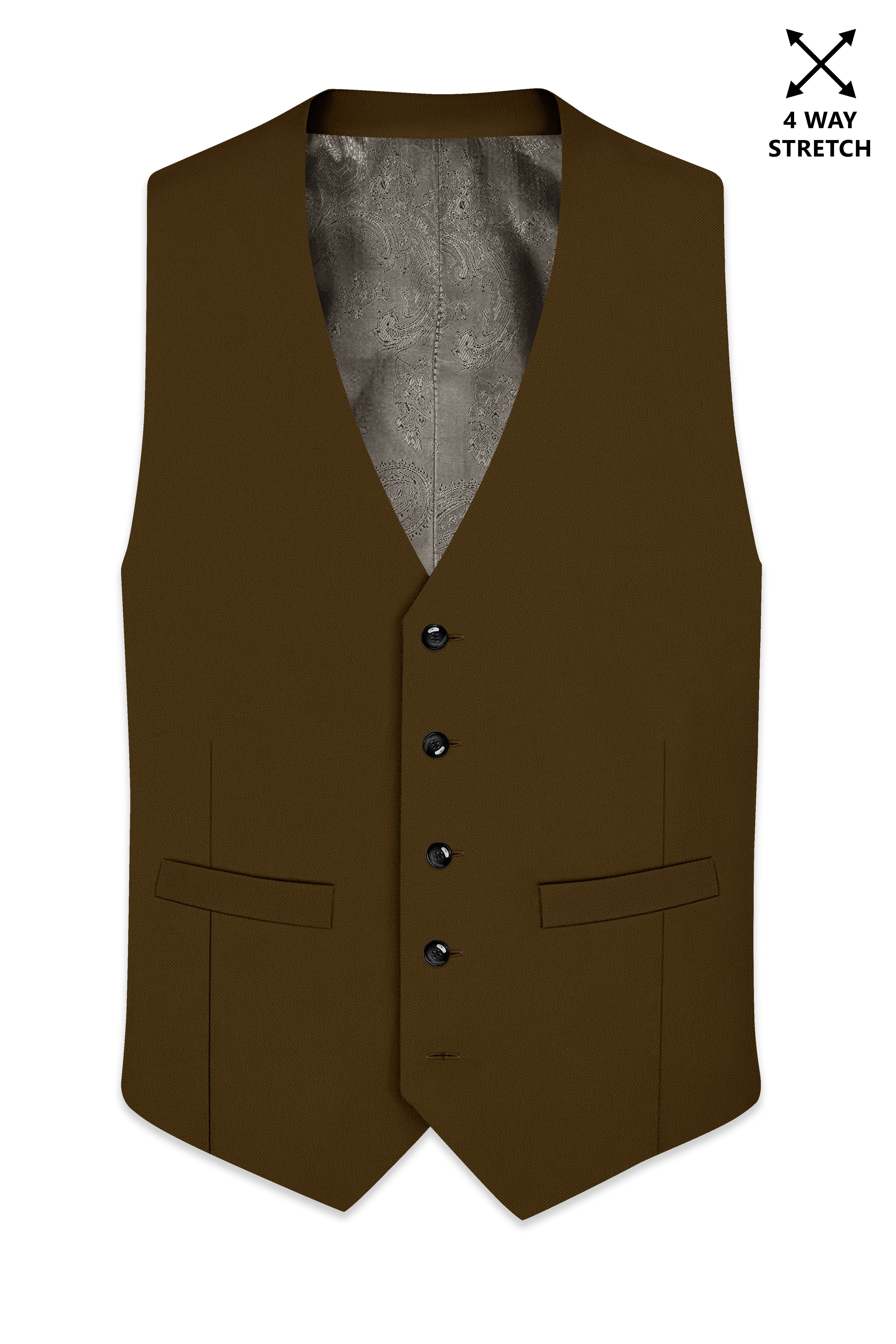 Don Juan Brown Plain-Solid Premium Wool Blend Waistcoats For Men