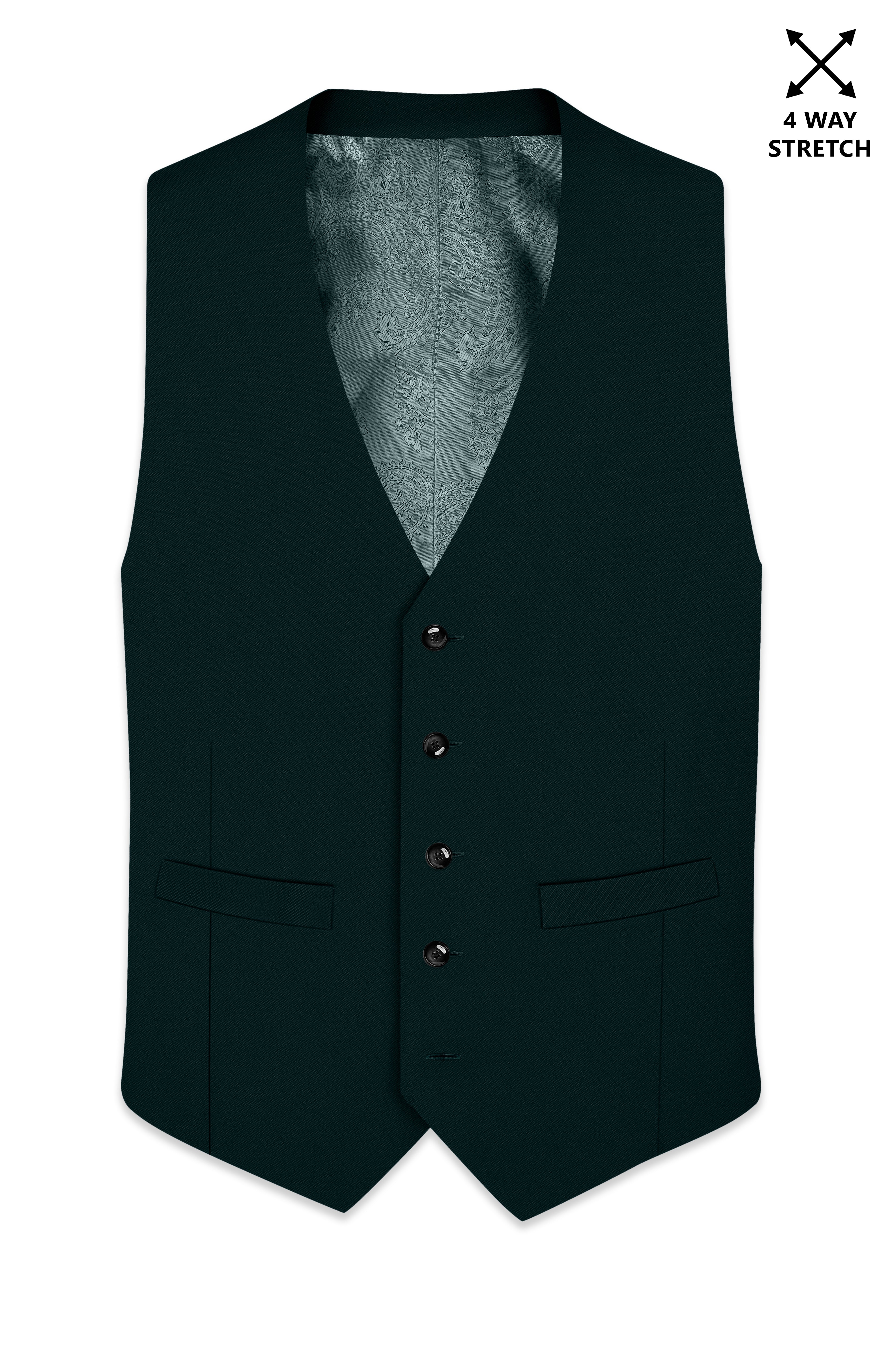 Terrain-Korean Swamp Green 4-Way Stretch Wrinkle-Free Wool Rich Waistcoat