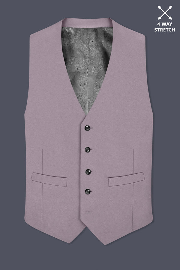Roselle-Korean Bouquet Pink 4-Way Stretch Wrinkle-Free Wool Rich Waistcoat