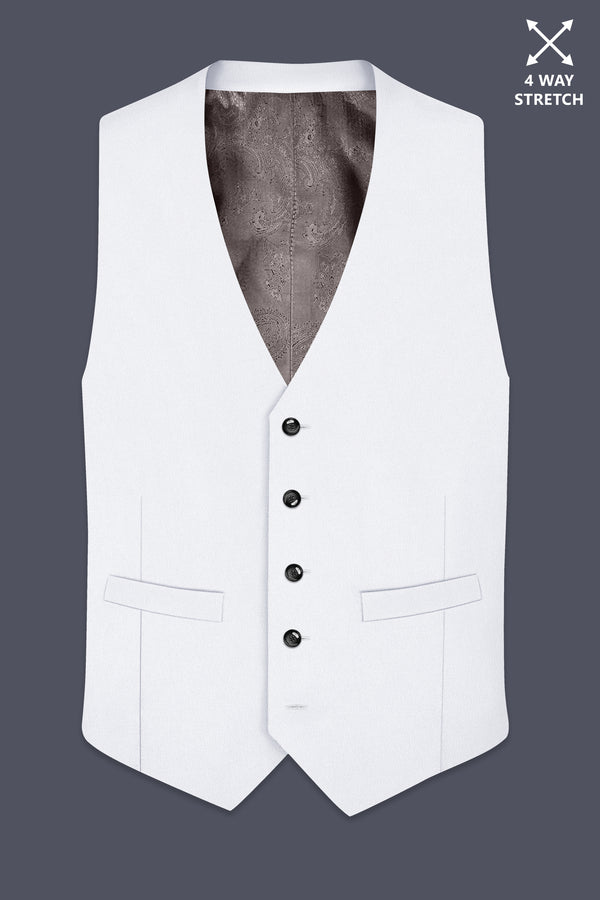 Lumier-Korean Bright White 4-Way Stretch Wrinkle-Free Wool Rich Waistcoat