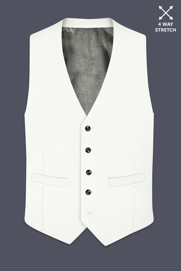Celio-Korean Off White 4-Way Stretch Wrinkle-Free Wool Rich Waistcoat