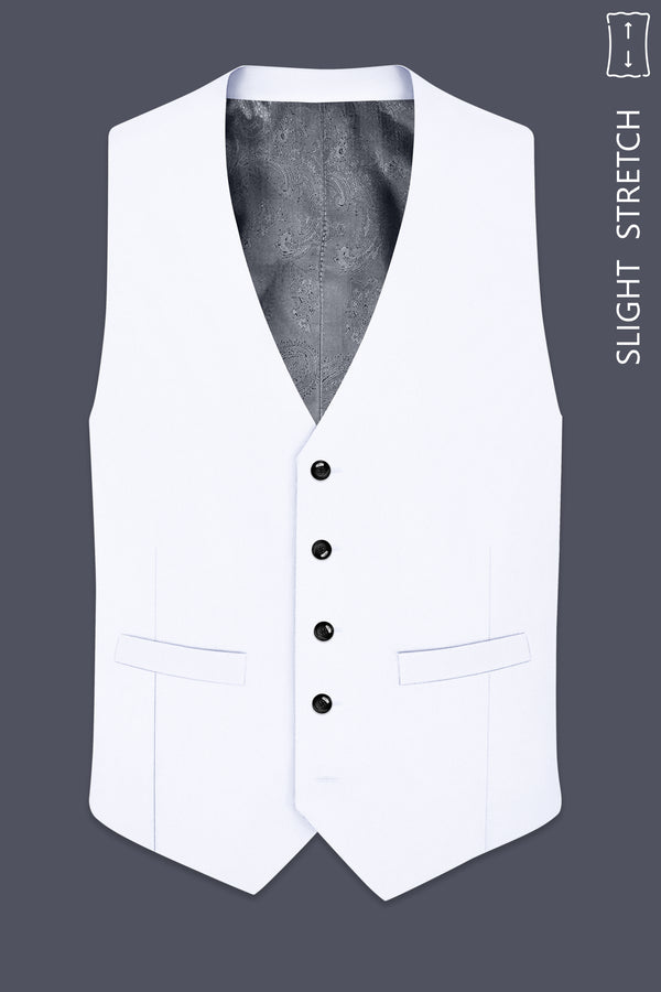 Ivory-Bright White Wool Rich Slight Stretch Waistcoat