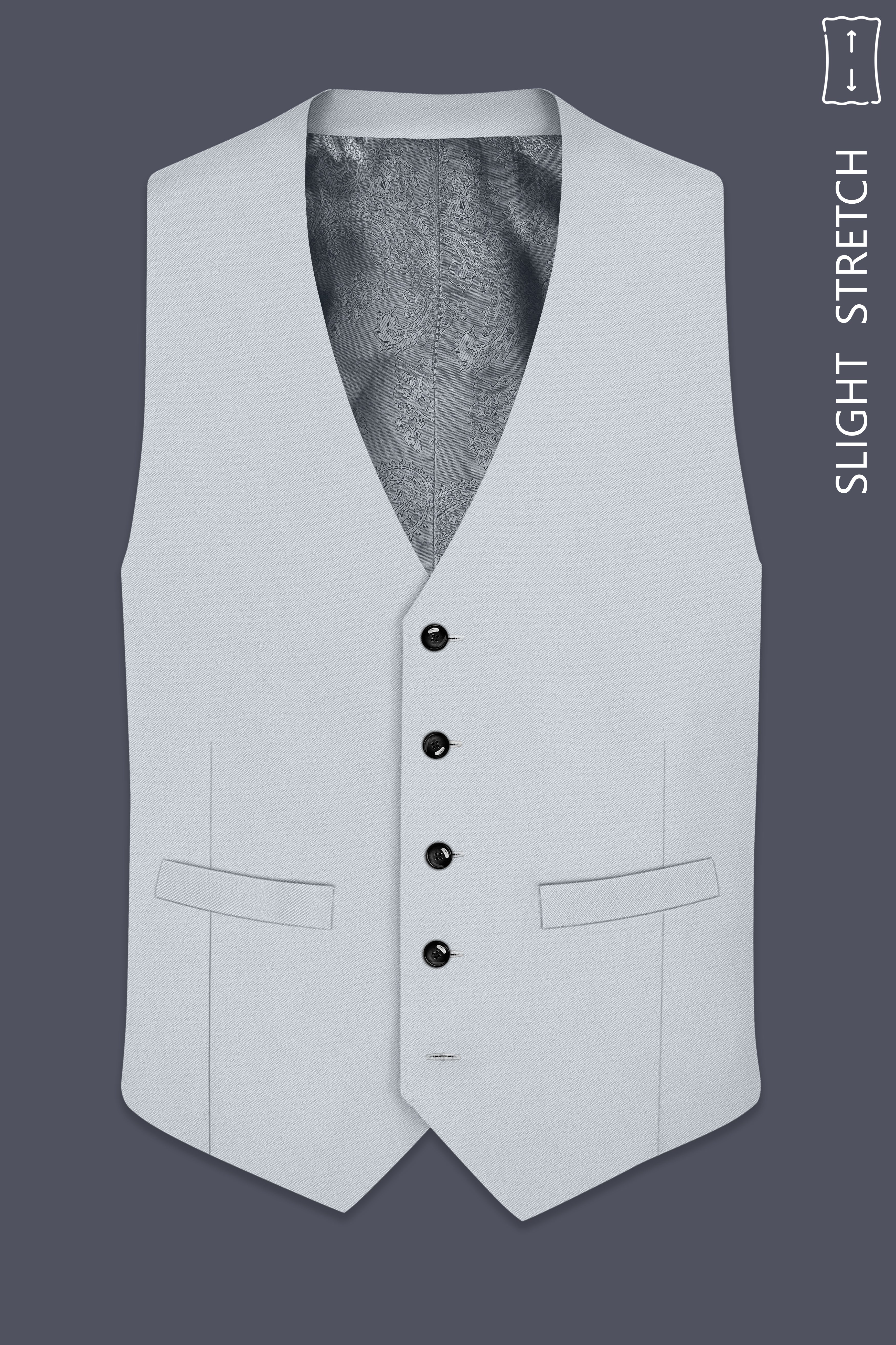 Slate-Mystic Gray Wool Rich Slight Stretch Waistcoat