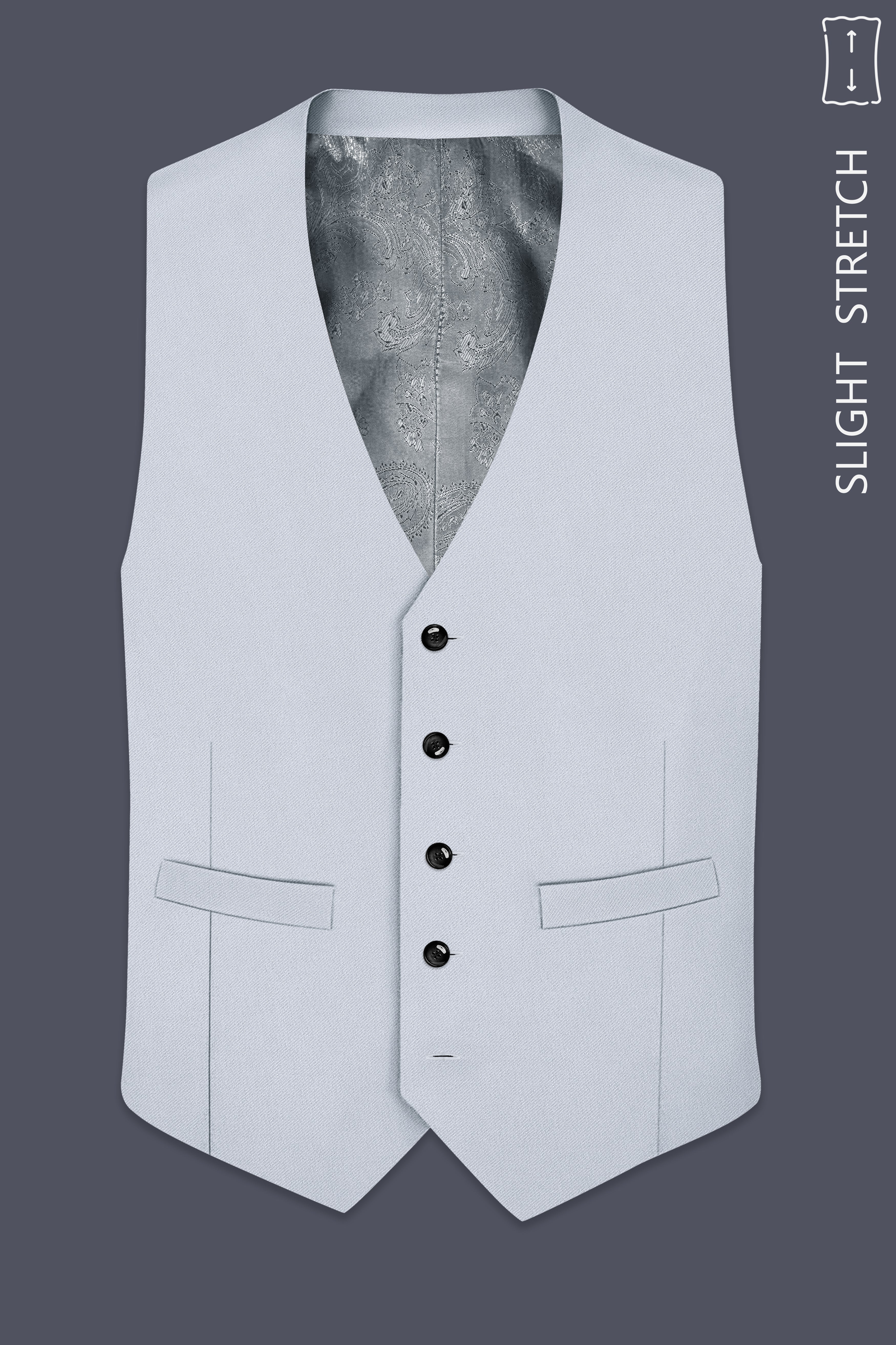 Azure-Periwinkle Gray Wool Rich Slight Stretch Waistcoat