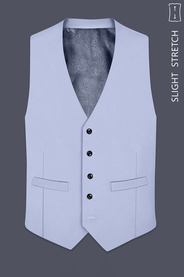 Azure-Periwinkle Blue Wool Rich Slight Stretch Waistcoat