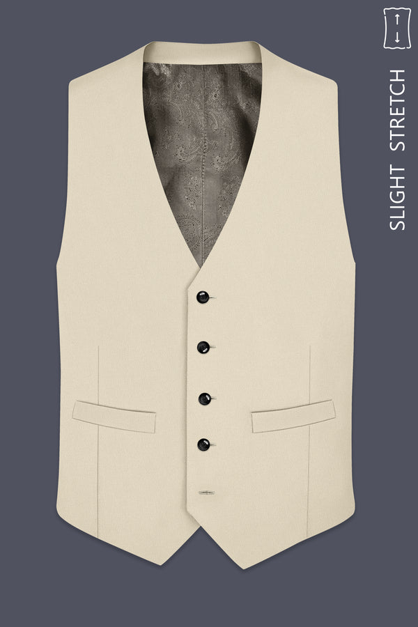 Ivora-Almond Cream Wool Rich Slight Stretch Waistcoat