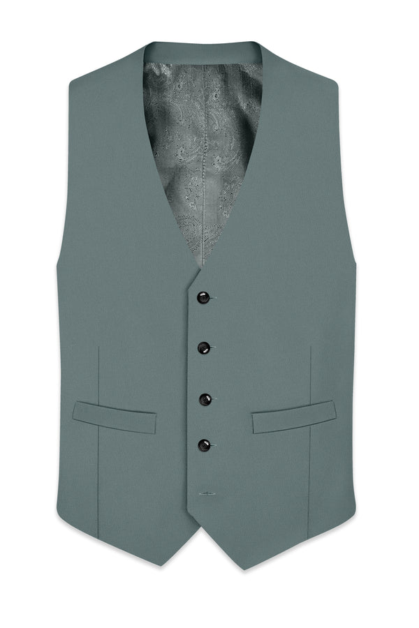 Verdant-Raven Green Wool Rich Slight Stretch Waistcoat