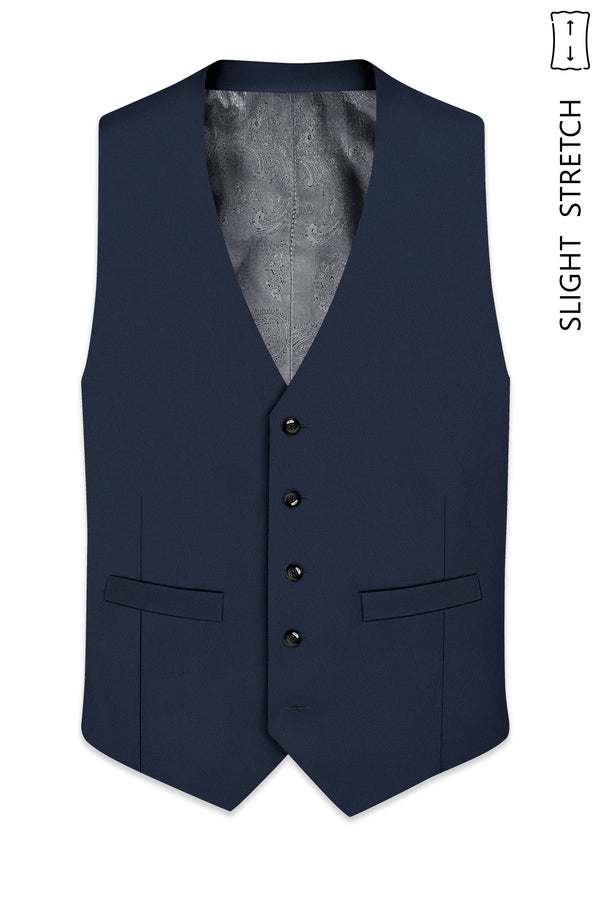 Nautis-Baltic Blue Wool Rich Slight Stretch Waistcoat