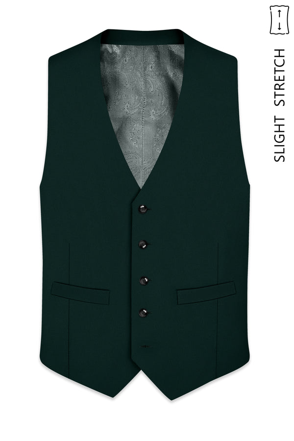 Lustre-Emerald Green Wool Rich Slight Stretch Waistcoat