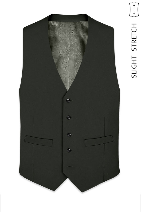 Apex-Piano Green Wool Rich Slight Stretch Waistcoat