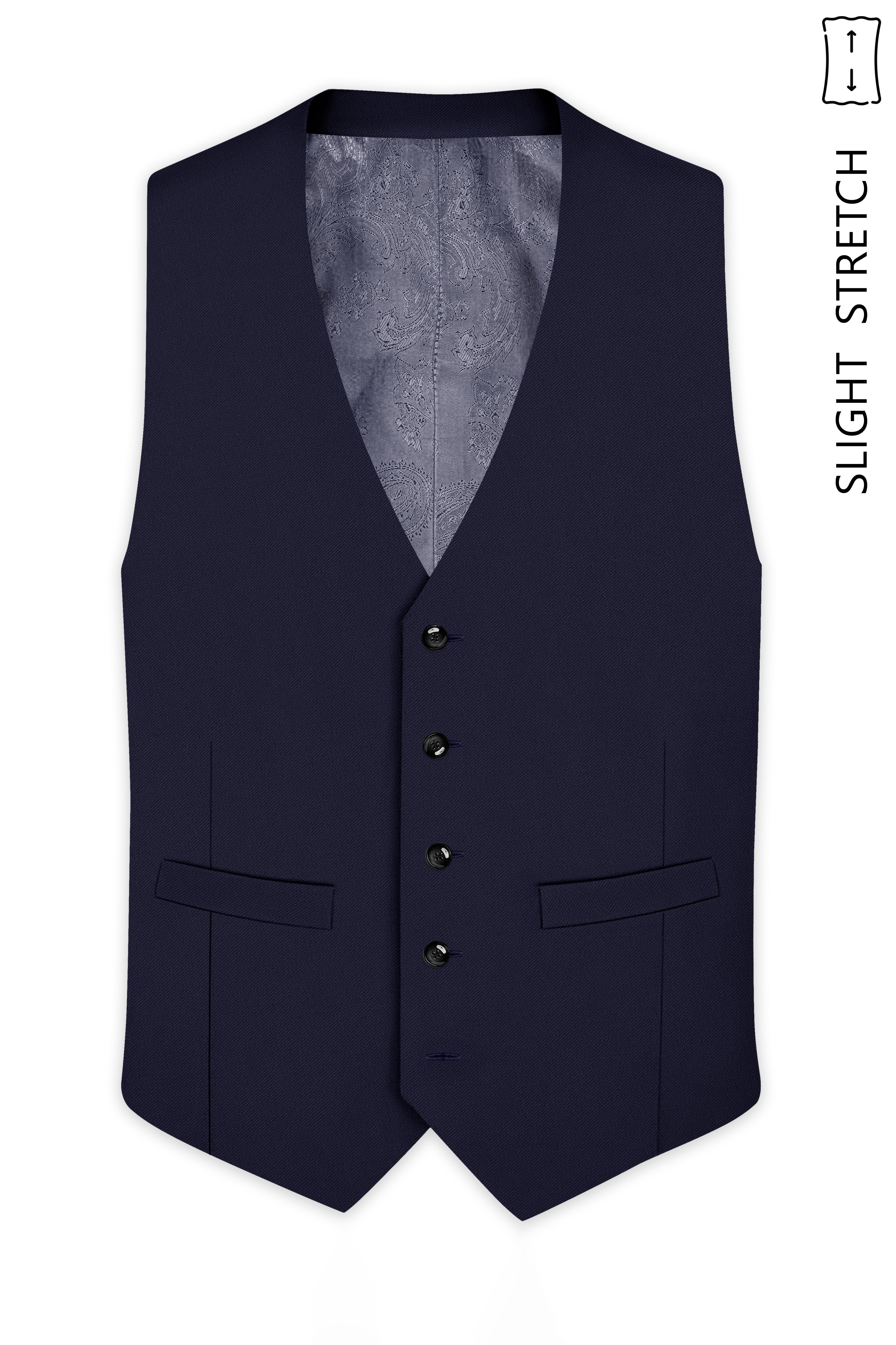 Azure-Baltic Sea Blue Wool Rich Slight Stretch Waistcoat