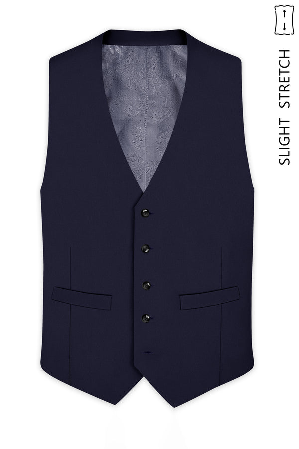 Azure-Baltic Sea Blue Wool Rich Slight Stretch Waistcoat