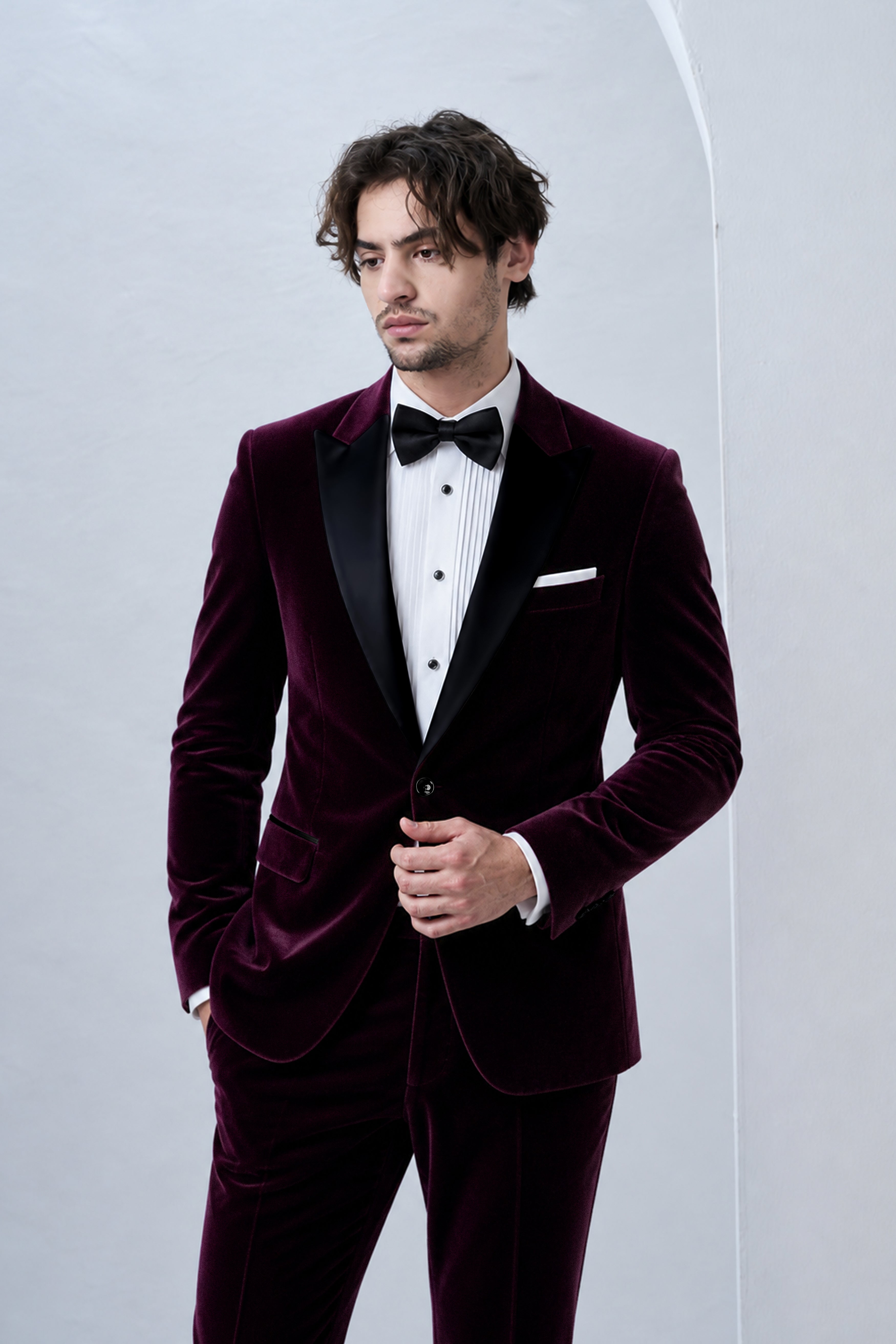 Regalis-Asphalt Purple Velvet Waistcoat