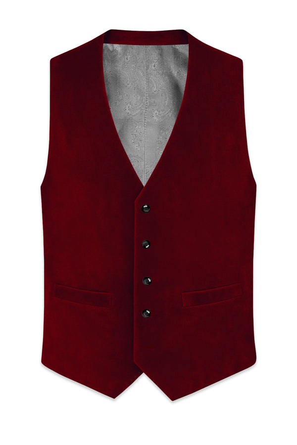 Crimsone-Temptress Red Velvet Waistcoat