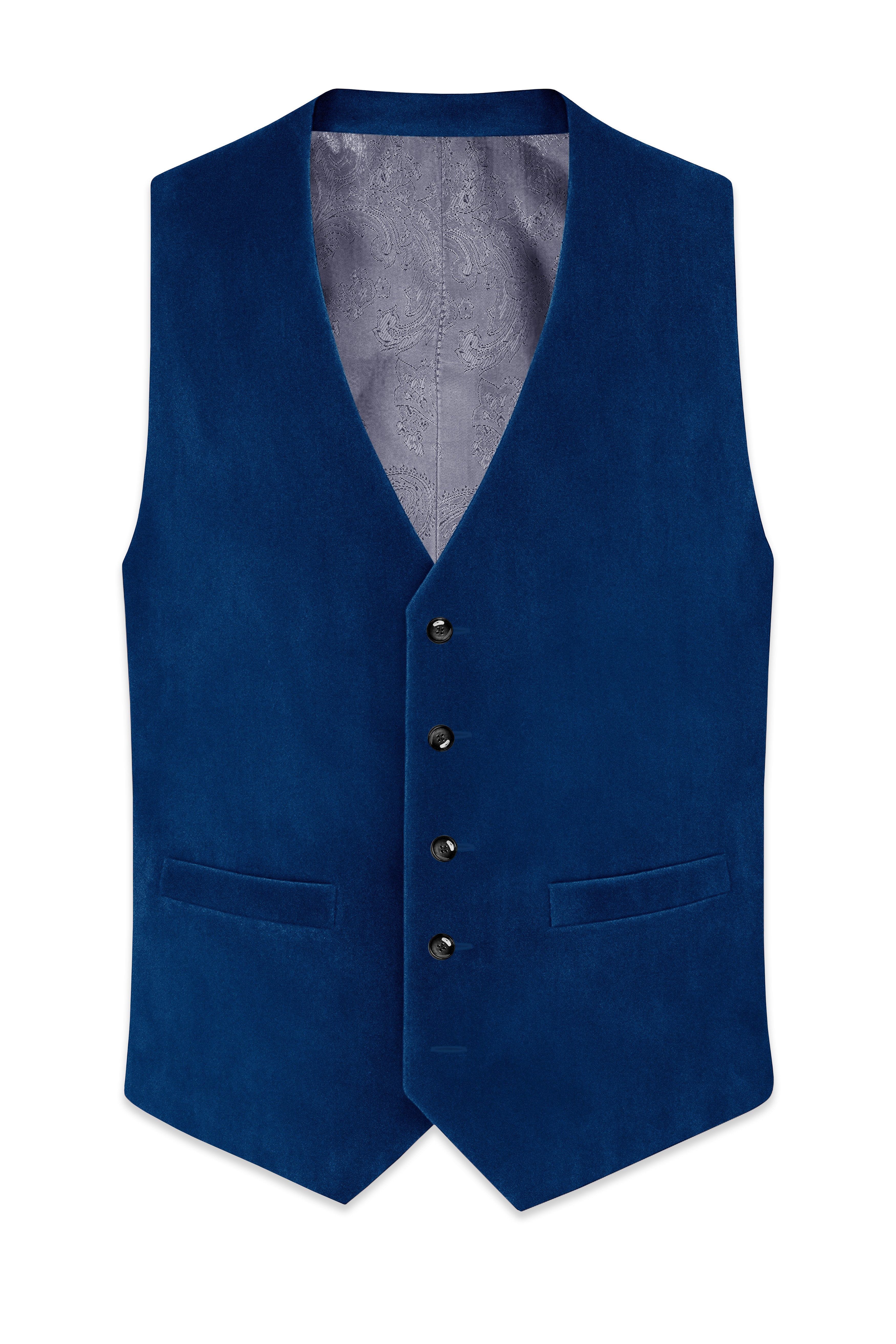 Caspian-Downriver Blue Velvet Waistcoat