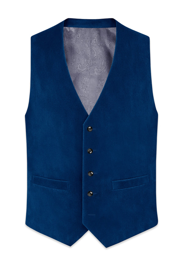Caspian-Downriver Blue Velvet Waistcoat