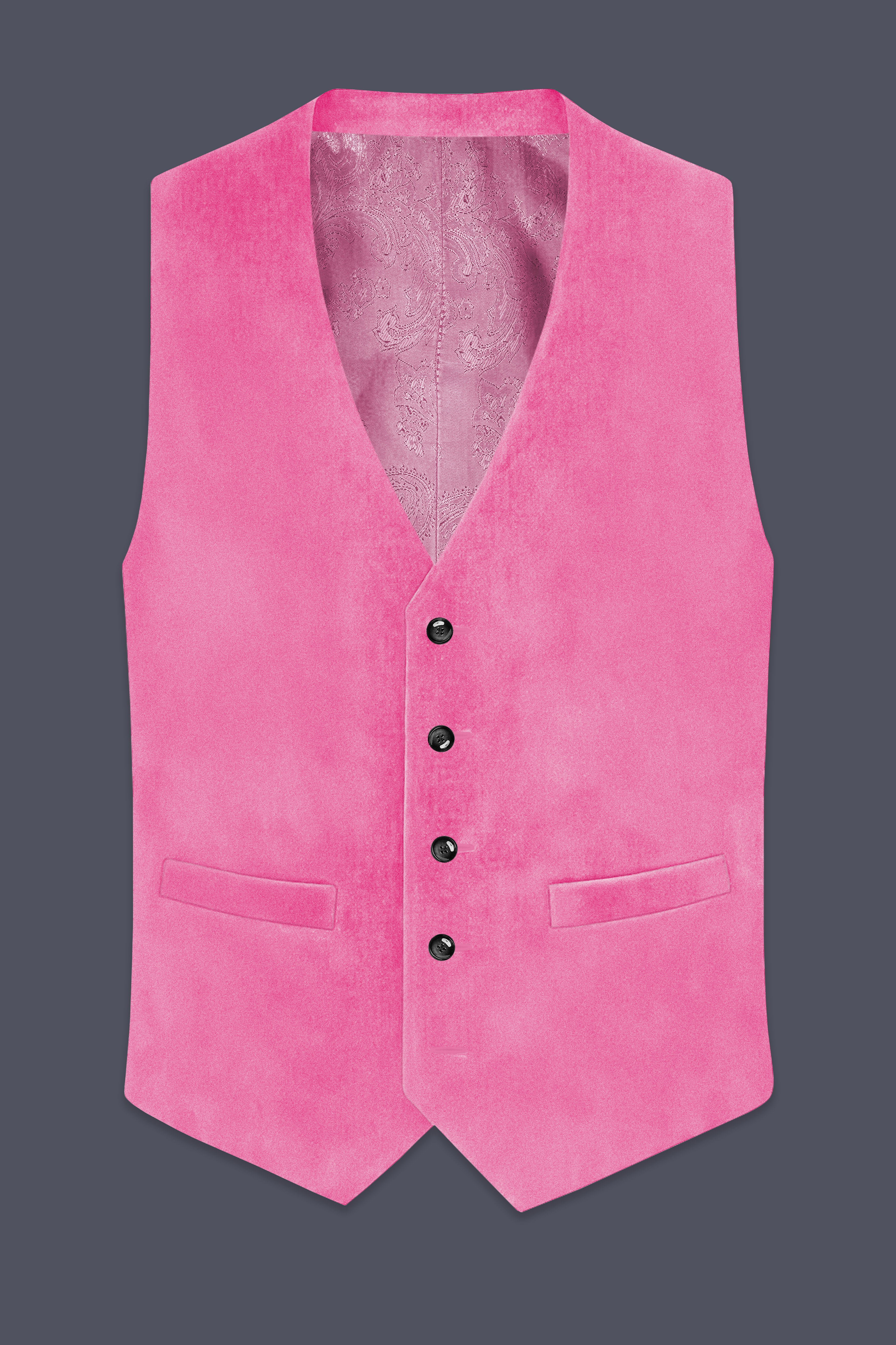 Veloura-Carissma Pink Velvet Waistcoat