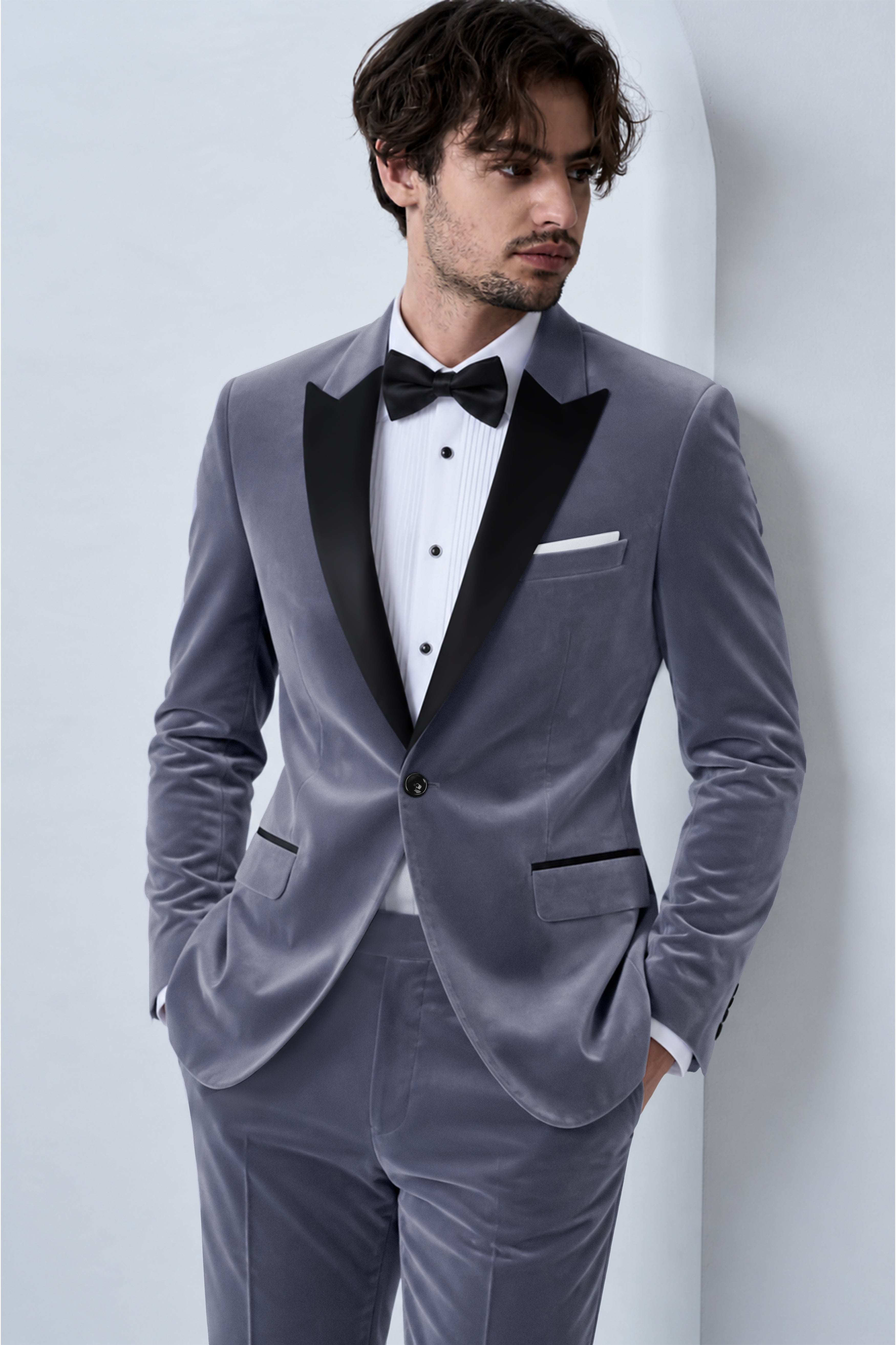 Imperium-Gun Powder Gray Velvet Waistcoat